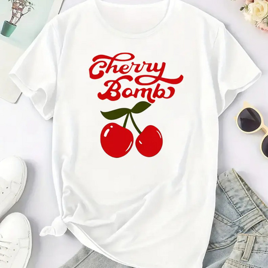 Cherry Bomb Graphic Tee For Woman