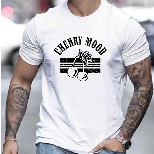 Cherry Mood Letters Print Crew Neck For Men